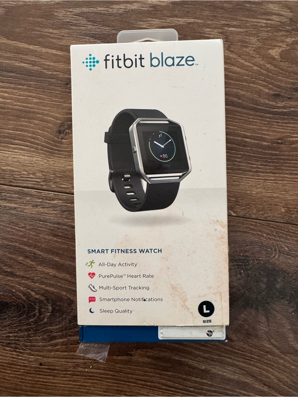 NEW Fitbit Blaze Smart Fitness Watch 42mm Silver Case Black Silicone Band LARGE